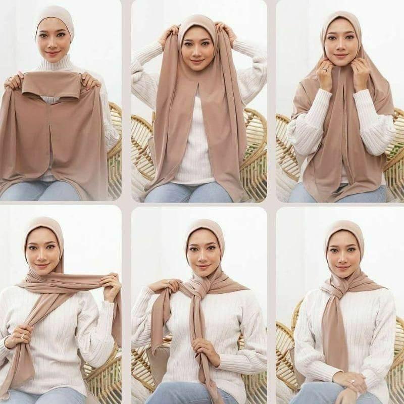 HIJAB SEGITIGA INSTAN JERSEY premium produk lokal umkm Kerudung Muslim Hitam 4