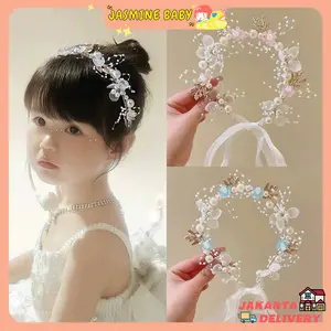 COD Mahkota Rambut Anak Perempuan dengan Mutiara & Bunga, Desain Dewi, Cocok untuk Acara Spesial!