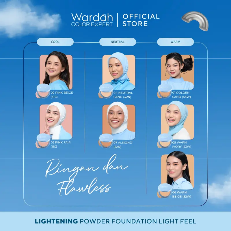 WARDAH Lightening Powder Foundation Light Feel 12g | Two Way Cake Bedak Padat Ringan & Matte dengan Niacinamide | Powder Compact Cushion untuk Skin Cerah, Blur, Tahan Lama, All Skin Type – Feel Glad, No Cakey All Day - Makeup 1