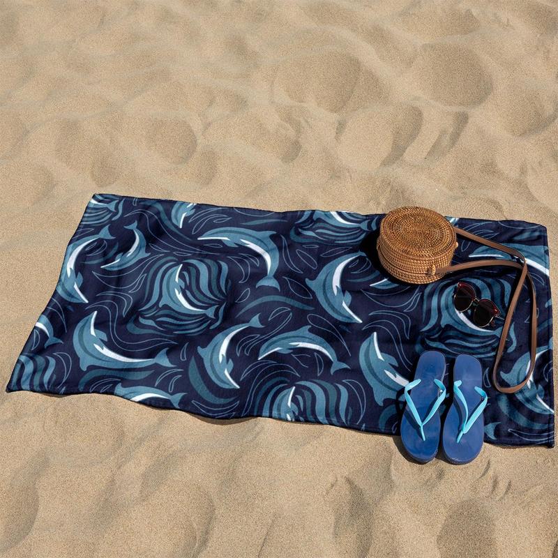 Abstract Wave Pattern Beach Towel, Portable Foldable Large Bath Towel, Multifunctional Towel for Beach Vacation Outdoor Picnic 6