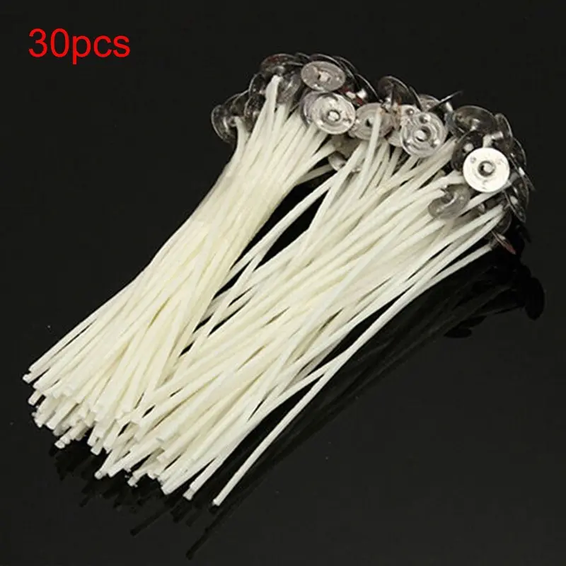 [YYTK] 30x 10cm Candle Wicks Cotton Core Pre Waxed w/ Sustainers For Candle Making DIY