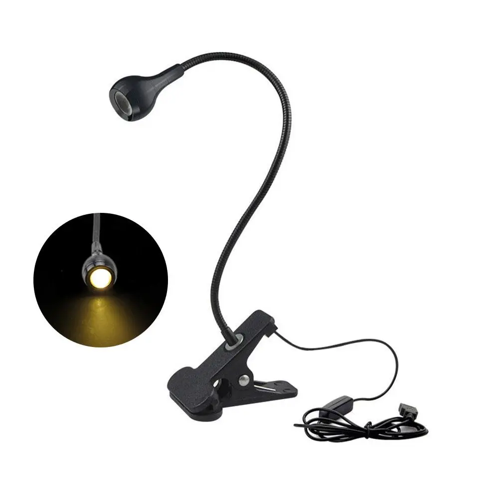 [Ready stock]- USB Rechargeable Clip-on Desktop LED Light Computer Reading Lamp with Button