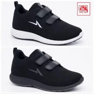 Sepatu sekolah ando velcro tali 31-38 hitam putih nyaman ringan lentur santai bisa COD Shoes Casual