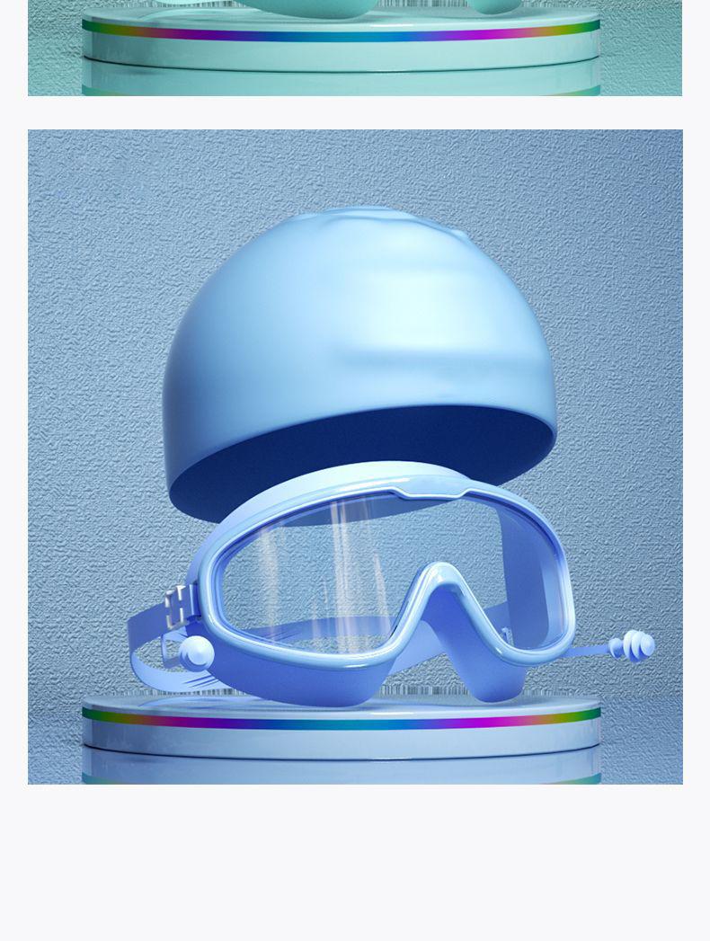 Product Introduction of Fishing Glasses Swimming Goggles Waterproof Anti-Fog HD Professional Adult Unisex Large Frame Swimming Glasses Diving Equipment Swim Cap Set 19