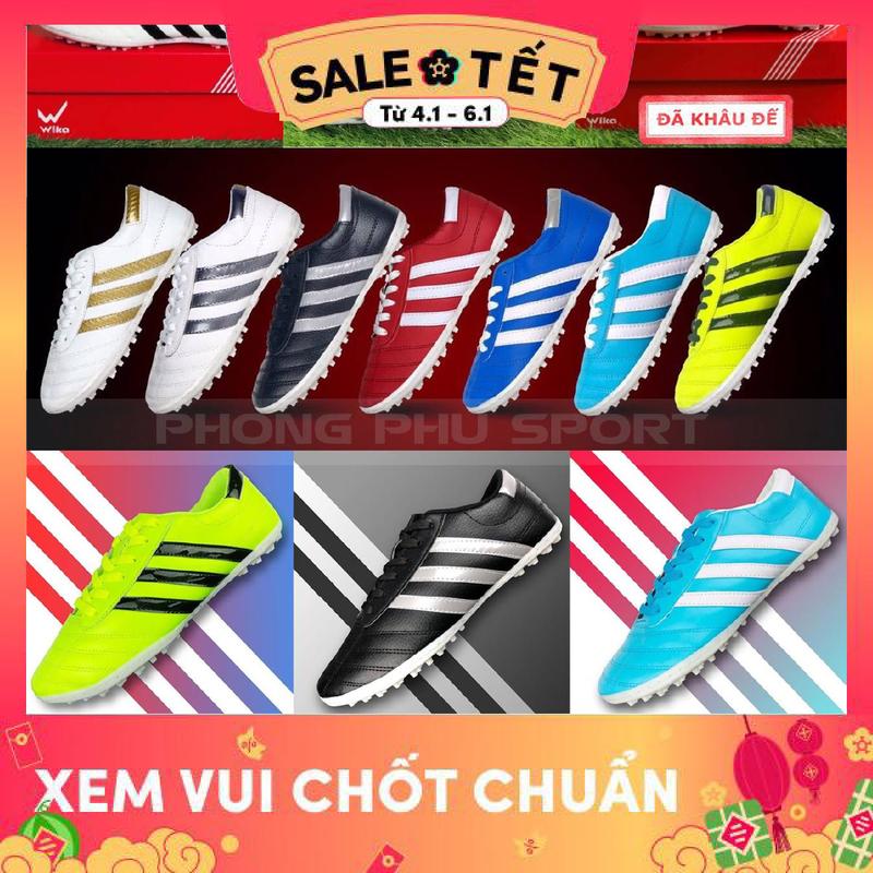 Giày bóng đá Wika 3 sọc [Tặng kèm tất - Lưu ý đặt tăng 1 size] Sport Sneaker Đá Banh Tập Thể Dục Giày Thể Thao Chống Trơn Trượt