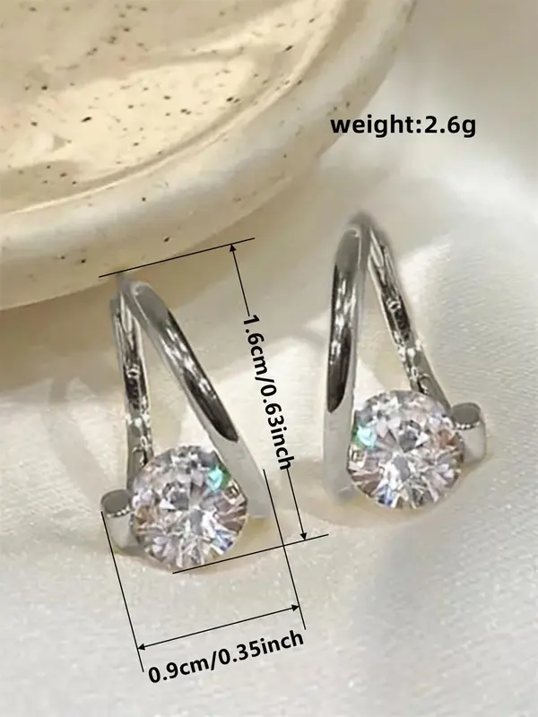 Elegant Artificial Zircon Decor Hoop Earrings, Fashionable Minimalist Hoop Earrings for Women & Girls, Trendy All-match & Exquisite Jewelry for Birthday Gift 5