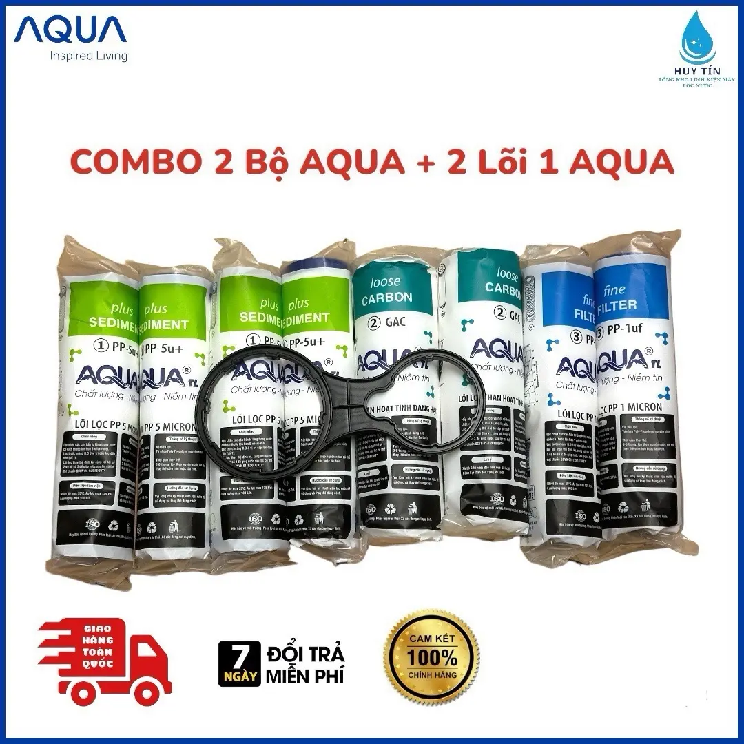 {TẶNG KÈM TAY VẶN} COMBO 8 LÕI LỌC NƯỚC AQUA 123 CHÍNH HÃNG - DÙNG ĐỂ THAY THẾ CHO MỌI MÁY LỌC NƯỚC GIA ĐÌNH THÔNG THƯỜNG