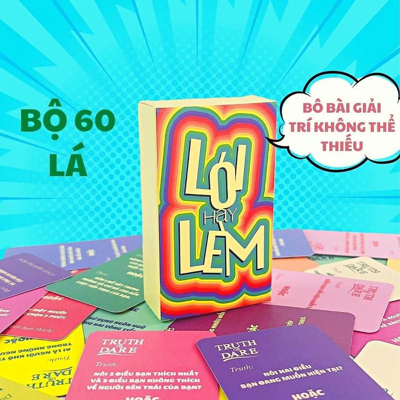 60 lá Bộ Lói hay Lèm -Truth or Dare Việt Hóa Drinking Game Mang đến sự thú vị tạo cơ hội tìm hiểu và gắn kết tình bạn Bộ Bài Thẻ Bài Cards