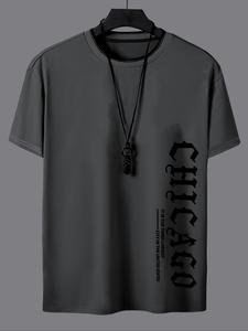 Men's Letter Print Round Neck Tee, Casual Short Sleeve  T-shirt for Summer, Fashion Men's Top for Daily Wear