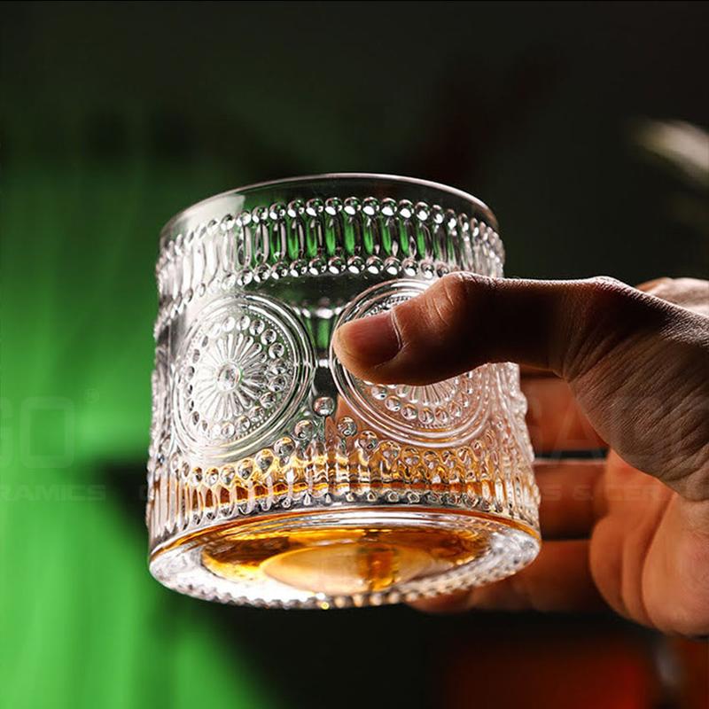 Set 06 Ly Thủy Tinh Đế xoay Deli Vintage whiky Rock Glass 170ml | Tùy Chọn Họa Tiết 8