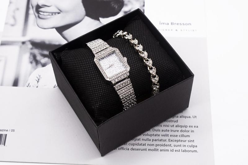Product Introduction of Watches Set Watch Women's Bracelet Watch Suit Rhinestone Wrist Watch Women 2