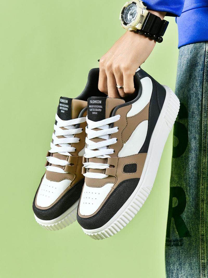 Product Introduction of Men's Fashionable Lace Up Low Top Sneakers, Casual Breathable Lightweight Sports Running Shoes, Male All-match Round Toe Shoes for Daily Wear 9