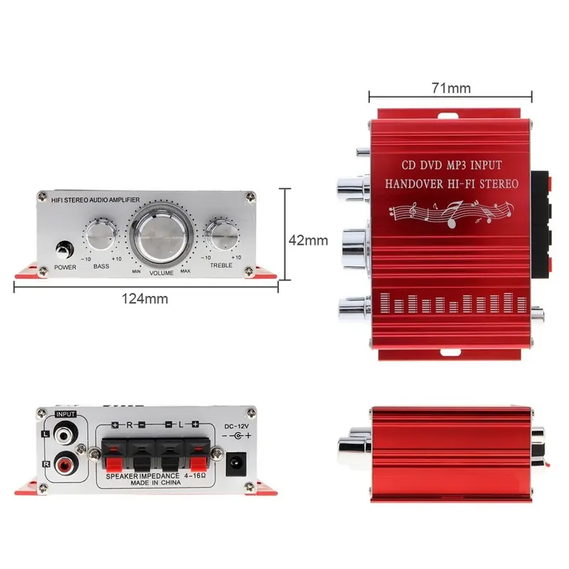 ( Dikirim Dari Jakarta )Amplifier Hi-Fi Stereo Amplifier Speaker Power Stereo Lepy Hi-Fi Mini Amplifier Speaker 2 Channel 20W - Handphone USB Penguat Daya Audio Adaptor Ampli Mini Amplifier Power Speaker Full Bass Subwoofpower ampli 2A Adaptor Red 3