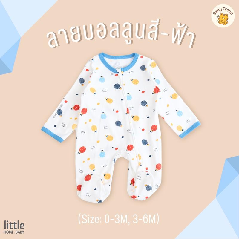 Product Introduction of Little Home Baby ชุดนอนเด็กทารก 0-6 เดือน ชุดหมีคลุมเท้าซิปสองทาง Two-Way Zipper ผ้าคอตตอน นุ่ม อุ่น สบาย 8