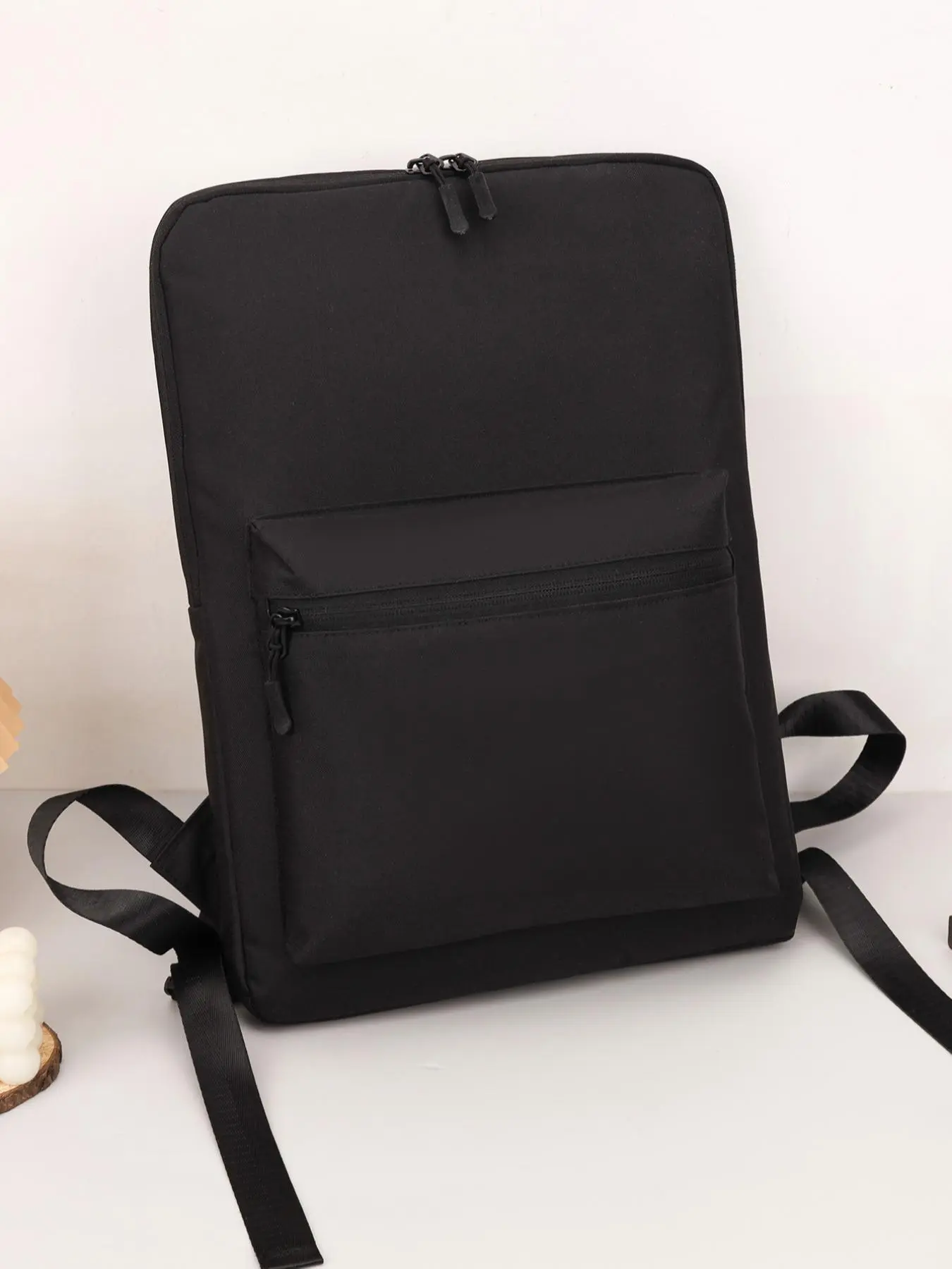 Simple Business Laptop Backpack, Casual Solid Color Zipper Backpack for Men, Large Capacity Backpack for Work & Travel, Daily Commuting Bag