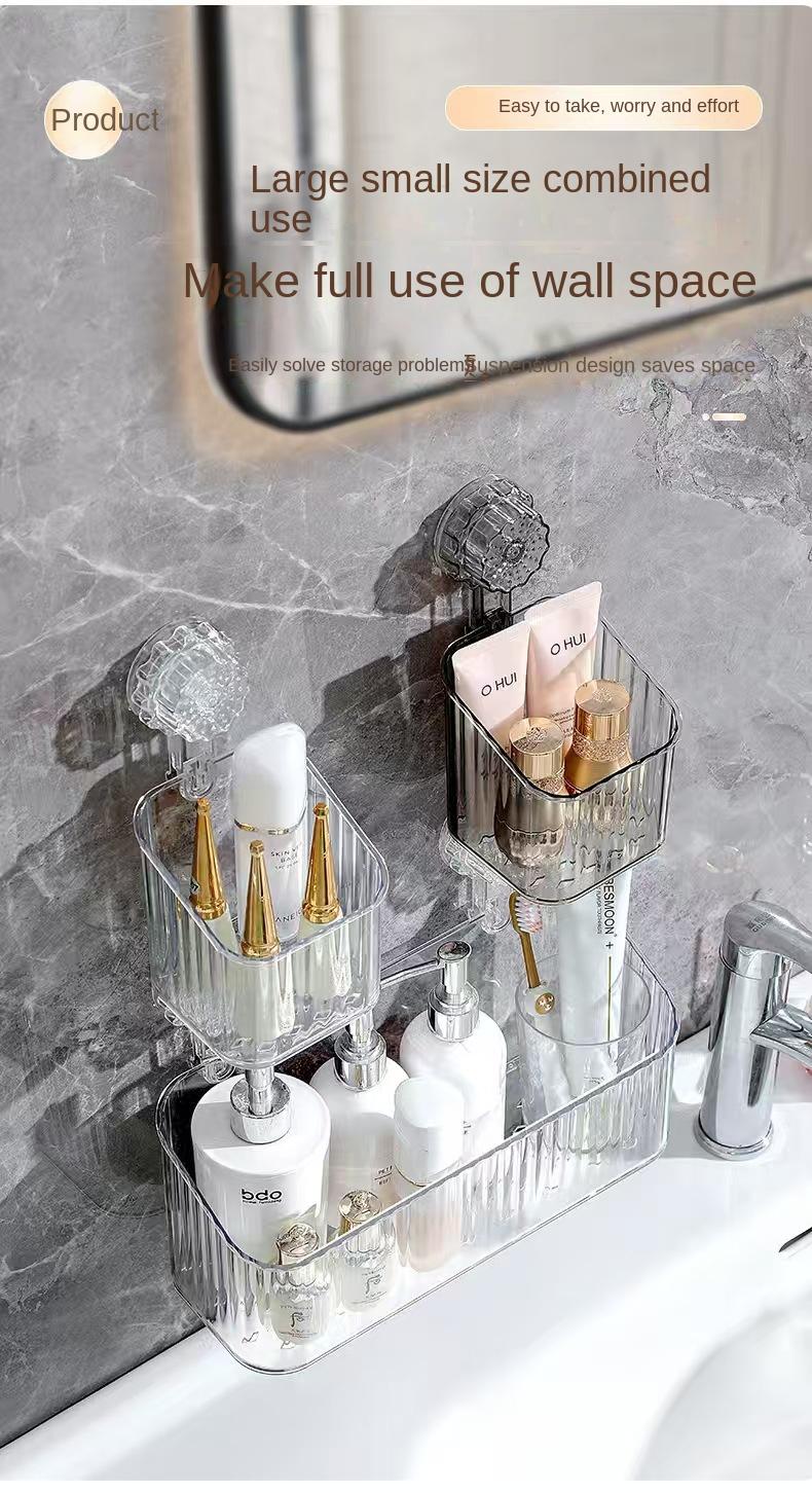 Product Introduction of Suction Cup Storage Rack Bathroom Organizer No-Drill Wall-Mounted Shower Basket Strong Adhesion Household Drainage Shelf Bathroom Essentials Holder 10