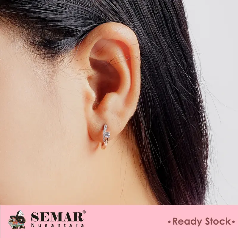 Anting Emas Jepit Kayli Solitaire Rose White Gold 17K Semar Nusantara 2