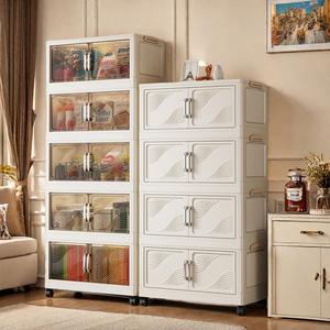 Kabinet Penyimpanan Lipat, Lutsinar, Dua Bukaan, untuk Pakaian dan Mainan Rumah, Kabinet Penyimpanan Kotak Plastik, Tiada Pemasangan Diperlukan