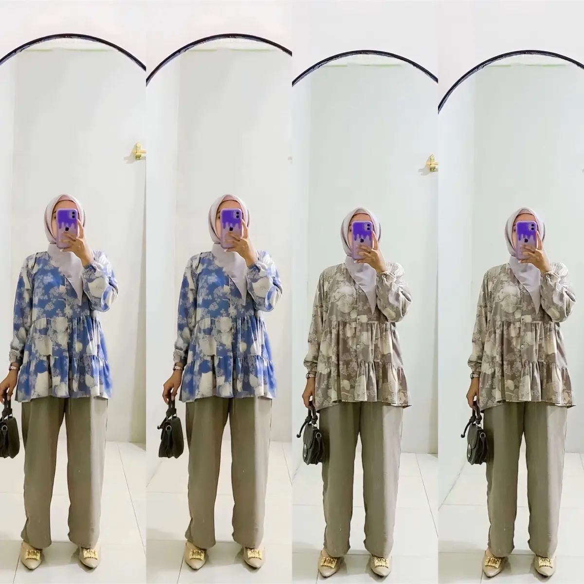 ONE SET ATASAN RAYON MOTIF RAMPLE ADA SIZE M XL BAWAHAN CRINGKEL AIRFLOW