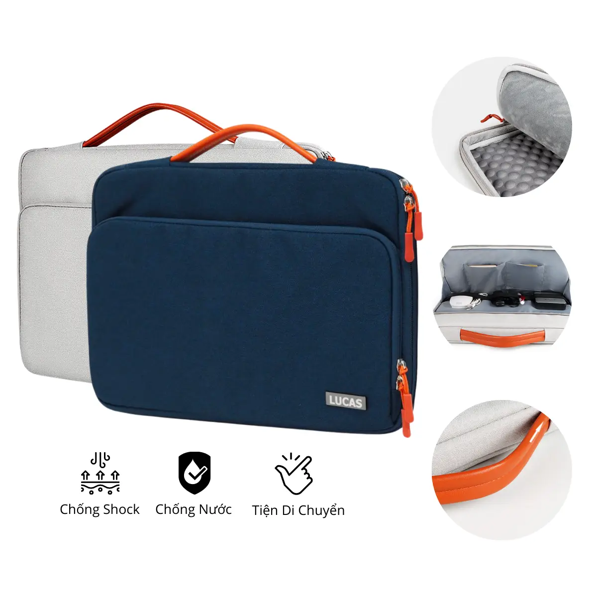 Túi Chống Sốc, Chống Nước, Quai Xách Cho Macbook Lucas Plus Thời Trang, Cao Cấp Nhung