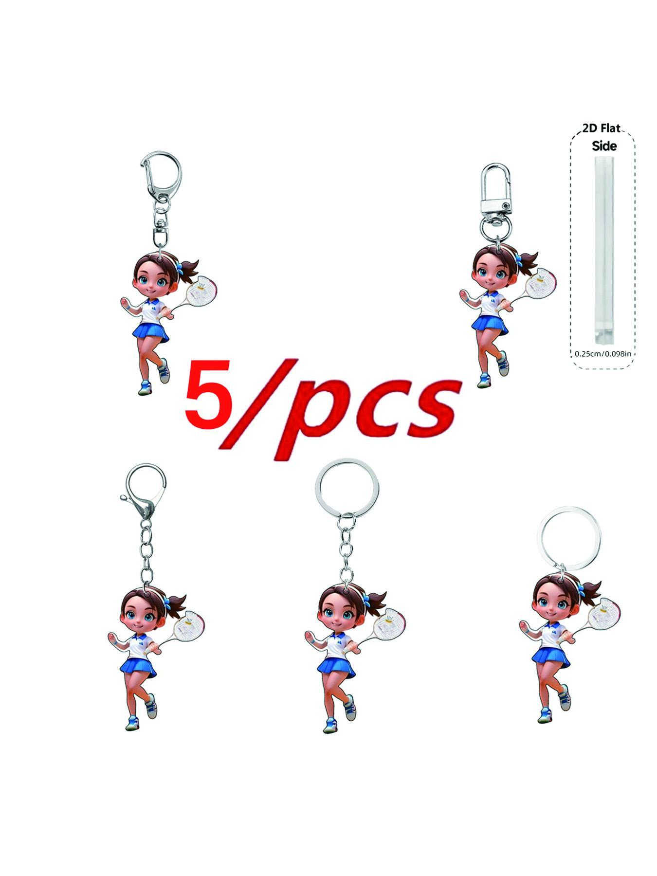 Sporty Girl Design Keychain, Cute Acrylic Keychain for Women & Men, Fashion Accessories for Bag Decoration, Trendy All-match & Exquisite Keychain for Birthday Gift