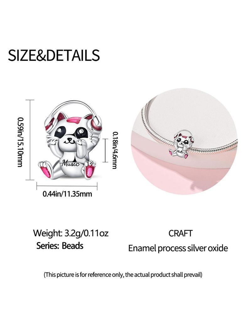 Product Introduction of Cute Cat Design Charm, Music Cat Beads Charm, Fashionable Pendant for Women & Girls, Trendy All-match & Exquisite Jewelry for Birthday Gift 1