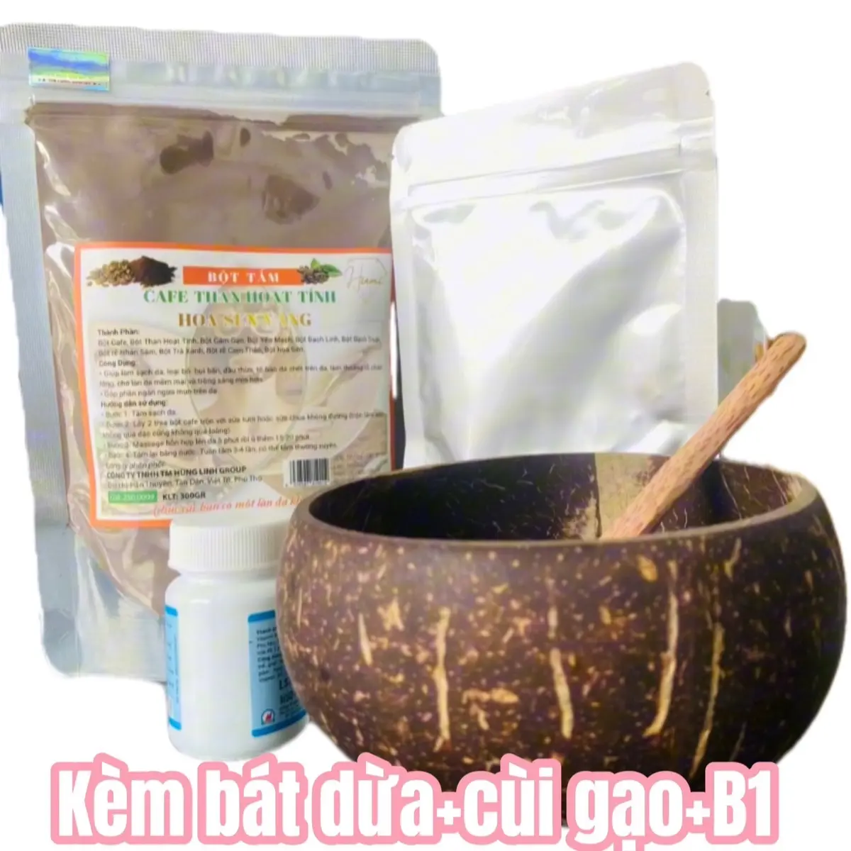 [Sale] Bột Tắm Trắng Cafe Than Hoạt Tính  Sen Vàng 300g - Tặng Bát Dừa+B1+cùi gạo - Dưỡng Da Body Làm Đẹp Da Dưỡng Body Women
