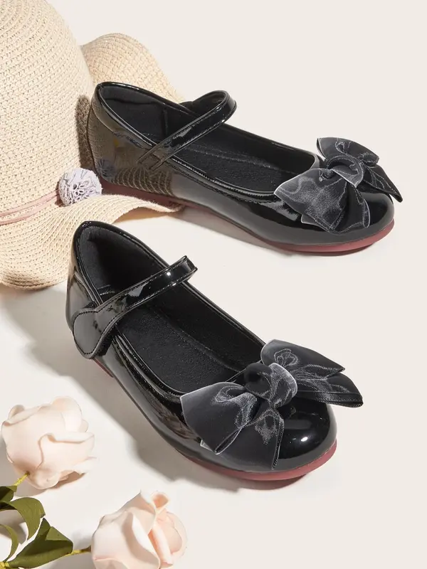 2023 1 Pair Girl's Elegant Cute Bowknot Design Flat Shoes, Comfortable Solid Color Slip-on Ballet Flats, Fashionable Flats For Kids 3