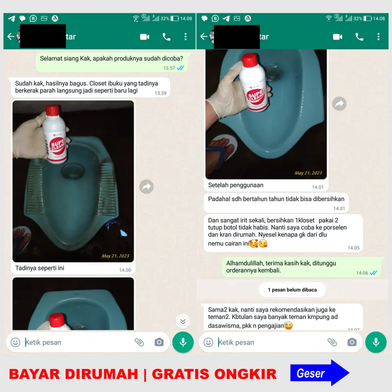 PEMBERSIH SUPER SERBAGUNA ORIGINAL - BEBAS KERAK KARAT JAMUR - pada toilet wc, Lantai kamar mandi, wastafel, kran, stainless, chrome, alumunium, plastik, kaca, mebel kayu dll, mempermudah kegiatan kebersihan di rumah. Hemat waktu dan tenaga. 1