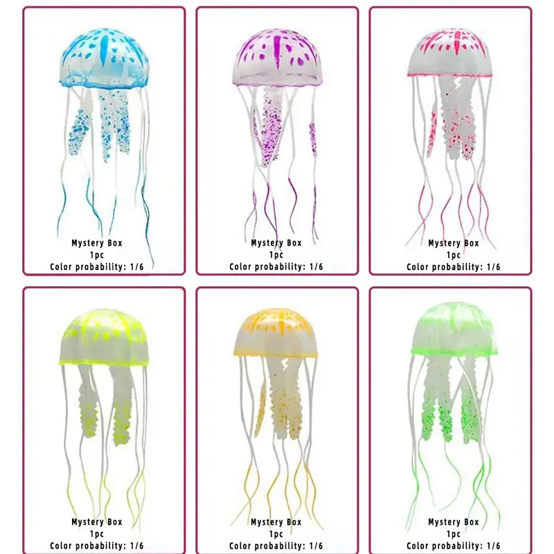 Random Color Artificial Jellyfish Ornaments, 2 Counts Luminous Fish Tank Decorations, Aquarium Fish Decorations 5