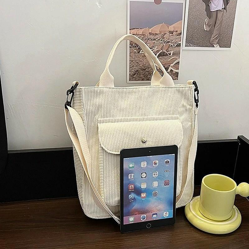 Product Introduction of Túi đeo chéo vải nhung tote nam nữ unisex ngăn túi nhỏ bên ngoài đựng sách a4 túi vải đi học đii chơi 14