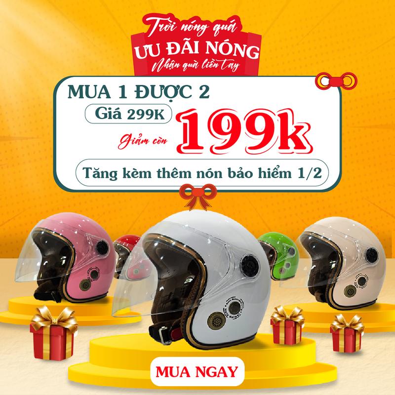 [Tặng thêm 1 mũ hali cao cấp] Mũ bảo hiểm 3/4 kính dài full 18 màu hàng cao cấp Đạt Chuẩn