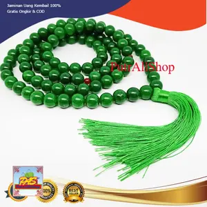 (PAS) Tasbih 99 Butir Batu Giok Asli Import Burma Hijau 8mm - Kalung Tasbih Bayar Di Tempat Muslim