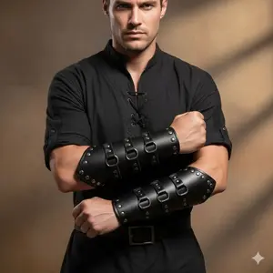 BUTIK RINDU (GELANG PRABU SEPASANG) Gelang tangan belt lengan arm bracelet arm guards wristband bracers rivets carnaval cosplay hero kolosal event cosplayer