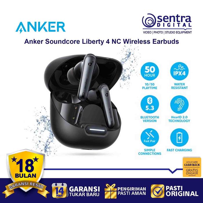 Gambar Anker Soundcore Liberty 4 NC Wireless Earbuds Noise Cancelling Black dari Sentra Digital Kota Surabaya Tokopedia
