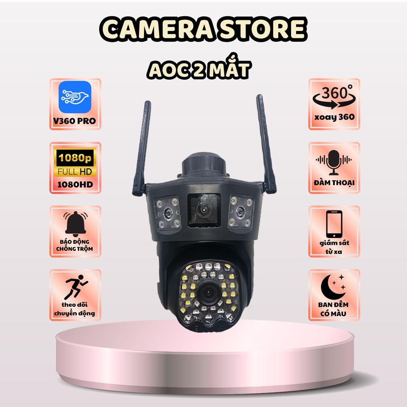  V360 Pro – Camera An Ninh Gia Đình Ngoài Trời Màn Hình 3 Inch Kết Nối WiFi 2.4G HD 1080P 2 Mắt Xoay 360° 