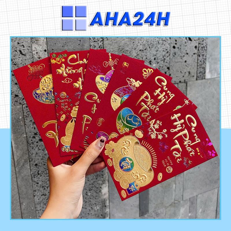 COMBO 30 Bao lì xì tết Chữ Nổi Mạ Vàng ép kim cao cấp xuân ất tỵ 2025