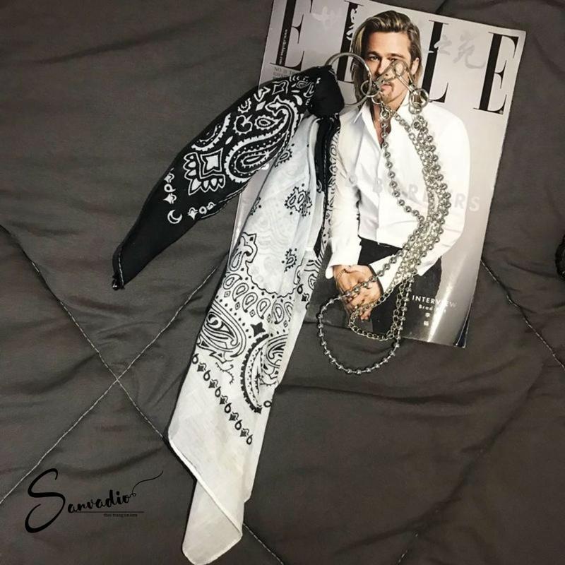 Khăn vuông bandana streetwear SANVADIO in họa tiết đơn giản nhiều màu tùy chọn Nam Khăn Choàng