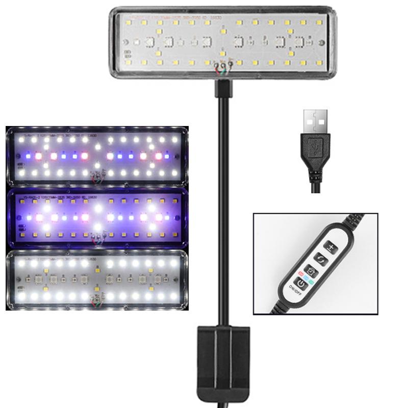 USB Aquarium LED Light Fish Tank Adjustable Brightness Dimmable Timed 360°…