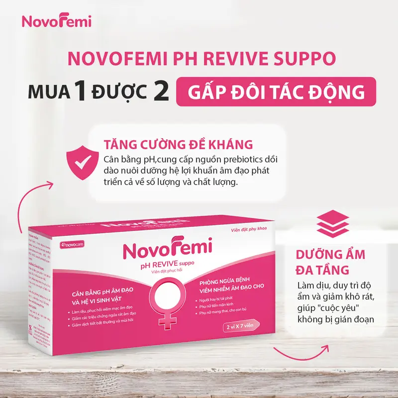 Novofemi Dưỡng ẩm đa tầng cao phân tử đa tầng, làm sạch dịu nhẹ giảm khô cân bằng pH Novofemi Hồng pH Suppo Nữ 0