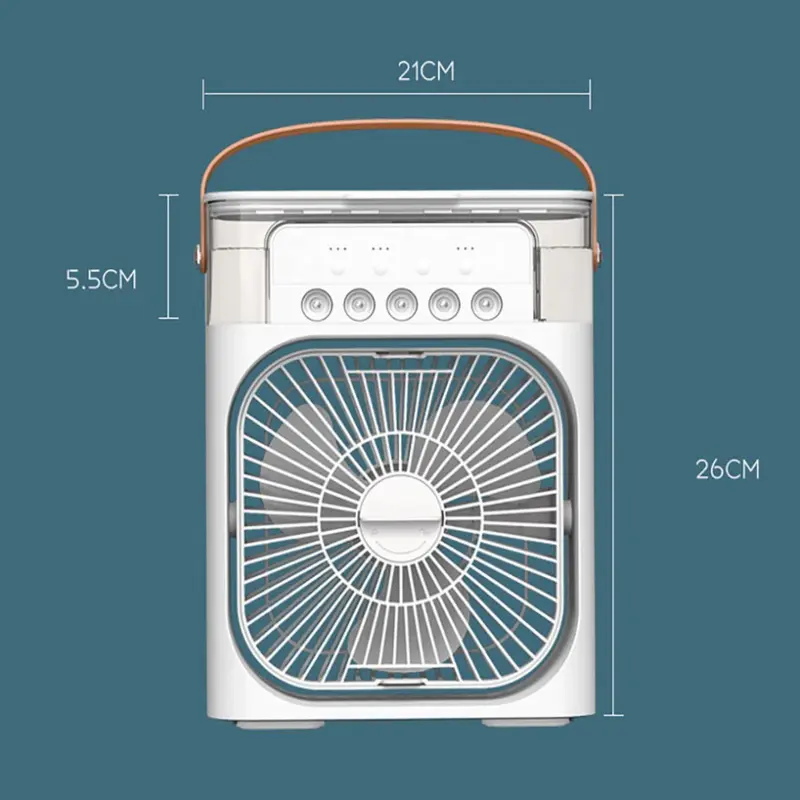 Quạt Điều Hòa Phun Sương Mini Làm Mát Dung Tích 600ml Có Chế Độ Hẹn Giờ Tích Hợp Đèn Led 7 Màu [ HÀNG LOẠI 1 ] 5