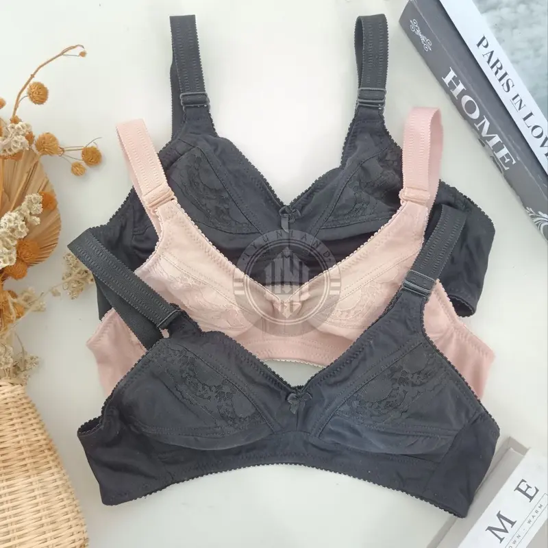 BH LOKAL MOTIF RENDA 3 PCS BH TANPA BUSA TANPA KAWAT CUP SEDANG KAIT 2 6