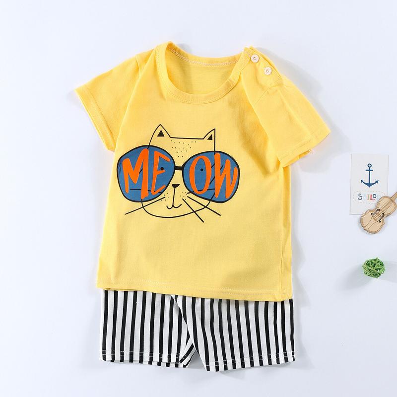 Product Introduction of Set pakaian kanak-kanak, sedia untuk dihantar, fesyen musim panas bayi perempuan, sut cetakan lengan pendek, pakaian kanak-kanak, set 2 helai 5