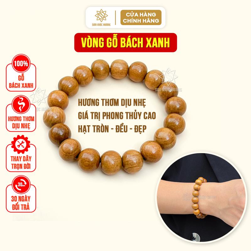 Vòng tay tròn đơn gỗ bách xanh Sơn Mộc Hương thơm dịu nhẹ đeo tay nam nữ Phụ Kiện Đeo Tay