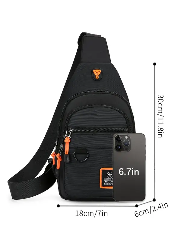 Durable Men's Casual Large Capacity Chest Bag, Multi-functional Sling Bag for Daily Commuting, Casual Trendy Versatile High-quality Daily Commuting Bag 1