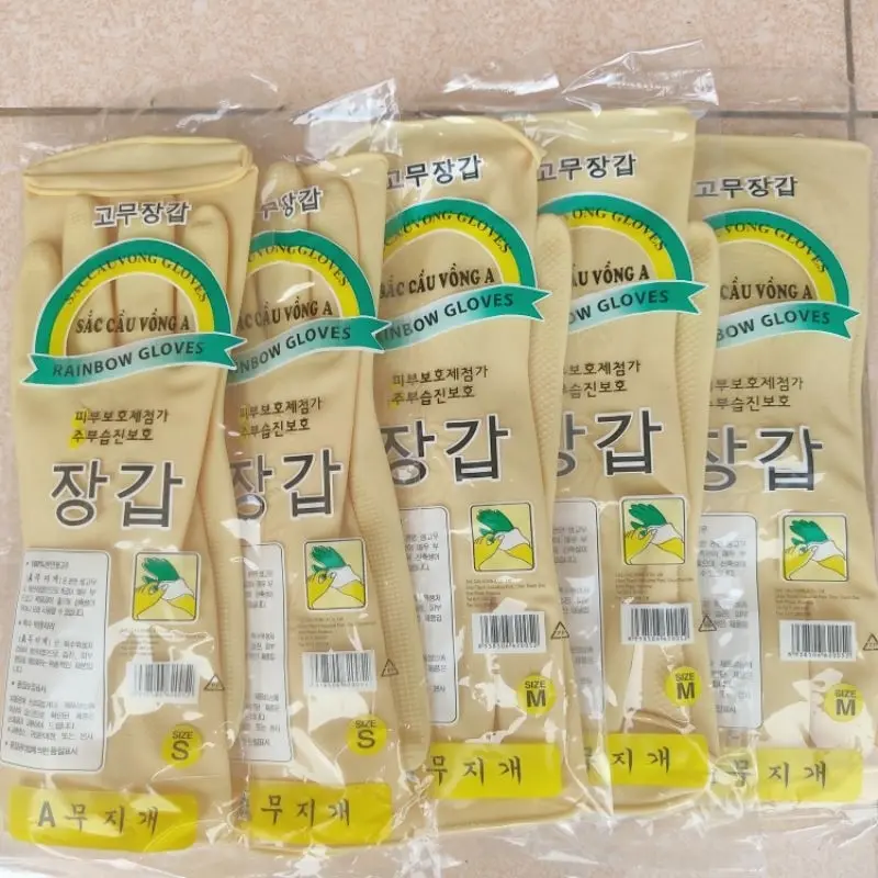 Găng tay cao su Sắc Cầu Vồng dài 29cm size M, S, găng tay rửa bát rửa chén