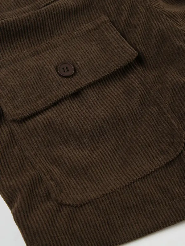 Women's Plain Corduroy Shorts, Casual Drop Waist Pocket Button Shorts for Daily Wear, Ladies Bottoms for Fall & Winter 6