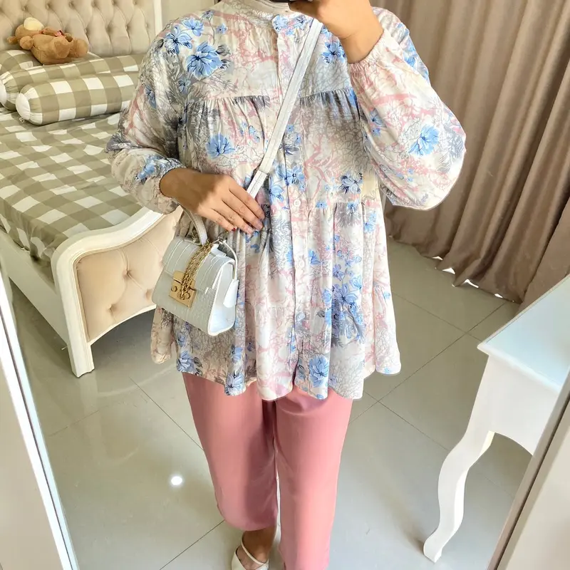 Tamara Oneset Setelan Wanita Rayon Motif Bunga Lengan panjang 7