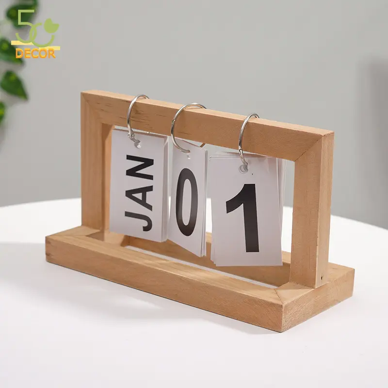 Lịch lật số để bàn, lịch khung gỗ trang trí bàn học, bàn làm việc, decor văn phòng, quà tặng, quà lưu niệm 1