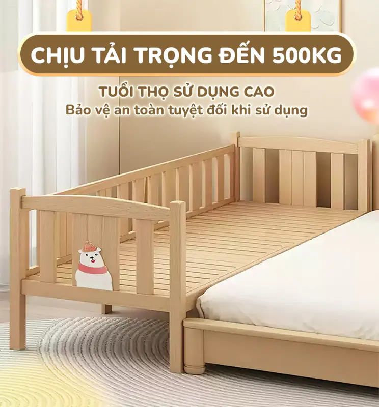 Giường gỗ cho bé Chilux - Hiện đại, an toàn, ghép giường tiện lợi và dễ dàng điều chỉnh độ dài 5